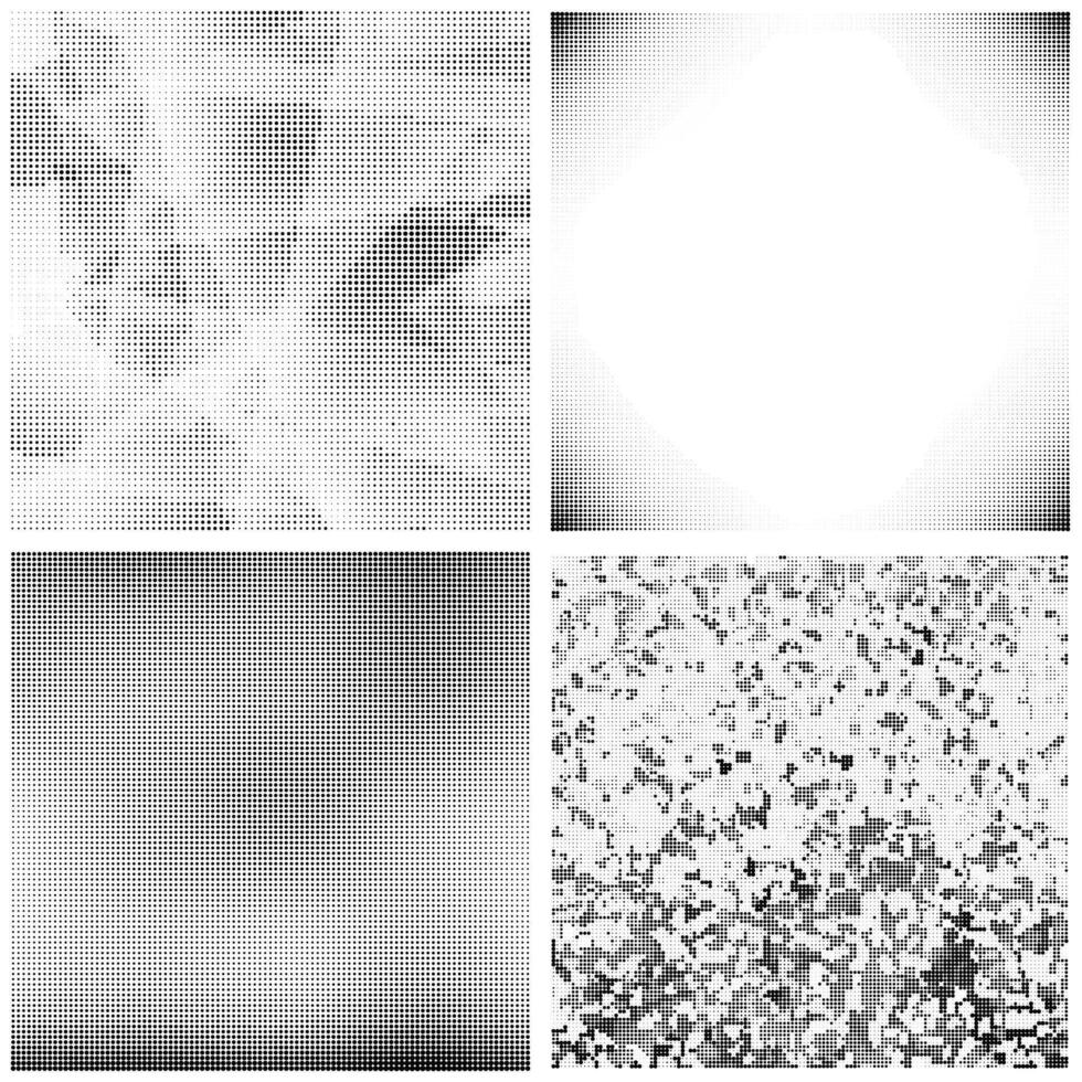 Halftone Pattern. Set of Dots. Dotted Texture on White Background. Overlay Grunge Template. Distress Linear Design. Fade Monochrome Points. Pop Art Backdrop Texture vector
