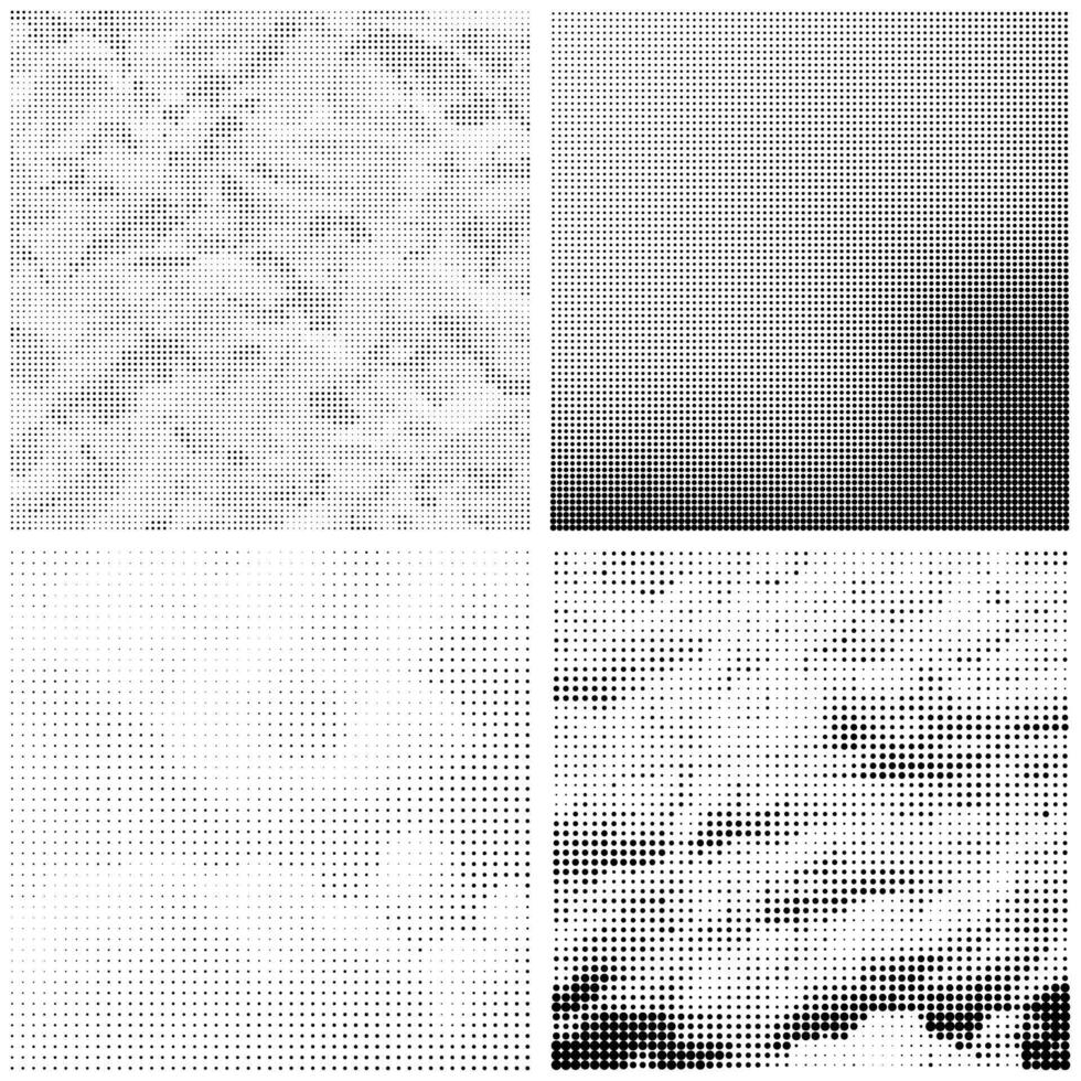 Halftone Pattern. Set of Dots. Dotted Texture on White Background. Overlay Grunge Template. Distress Linear Design. Fade Monochrome Black Points. Pop Art Backdrop. vector