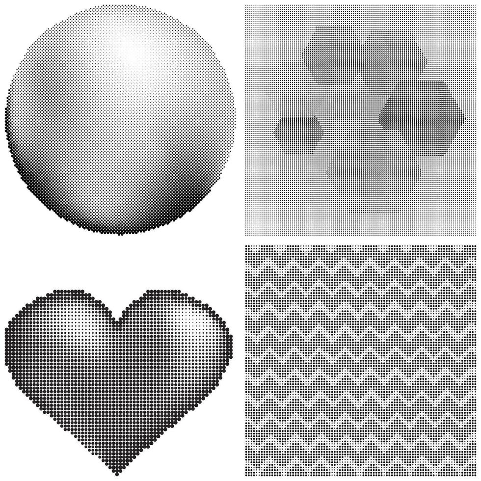 Halftone Heart Pattern. Set of Dots. Dotted Texture on White Background. Overlay Grunge Template. Distress Linear Design. Fade Monochrome Points. Pop Art Backdrop. vector