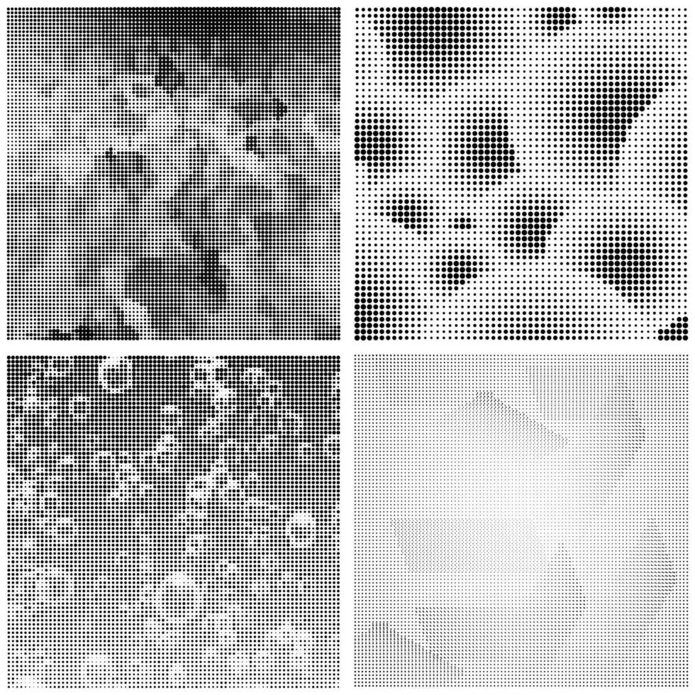 Halftone Pattern. Set of Dots. Dotted Texture on White Background. Overlay Grunge Template. Distress Linear Design. Fade Monochrome Set Points. Pop Art Backdrop. vector