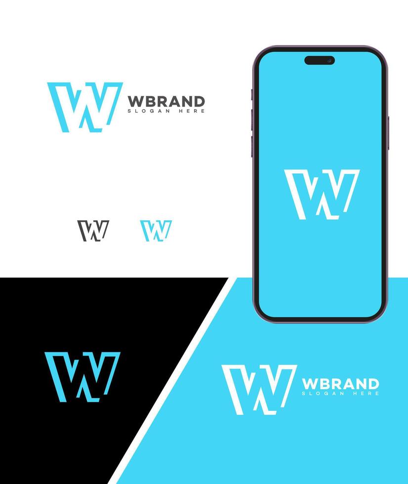 Abstract W Initial Mobile App Branding vector