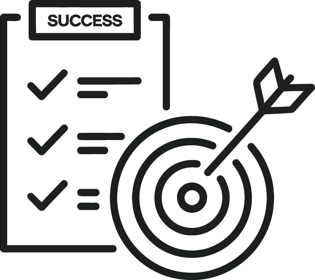 Checklist with checkmarks and bullseye target with arrow vector
