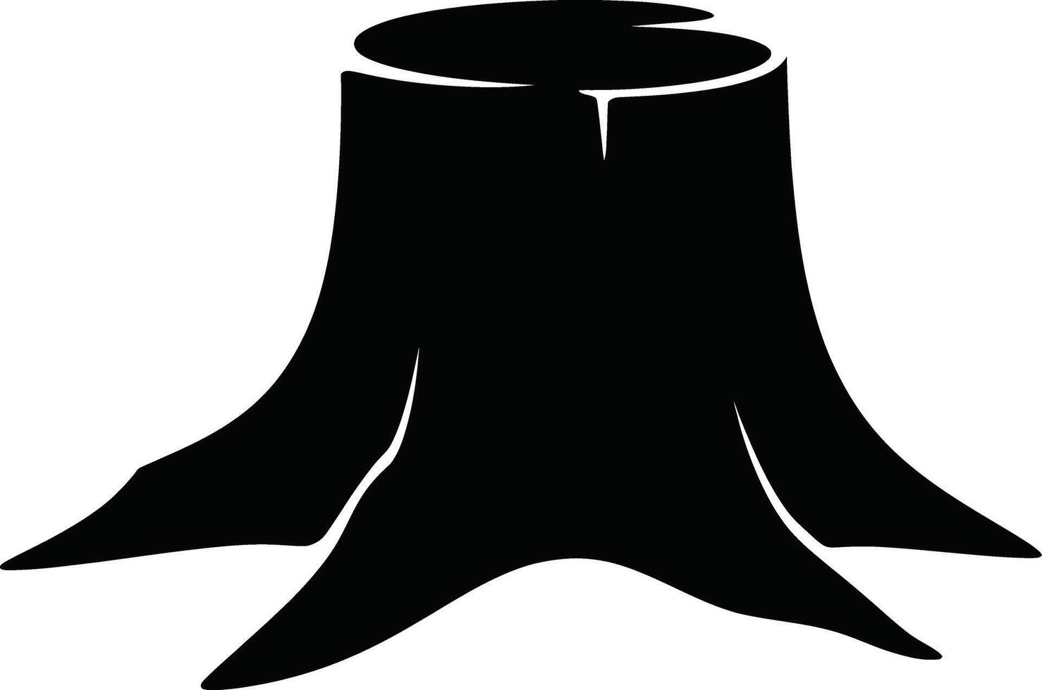 weathered A stark black shadow of a tree stump with visible roots and a rough top vector