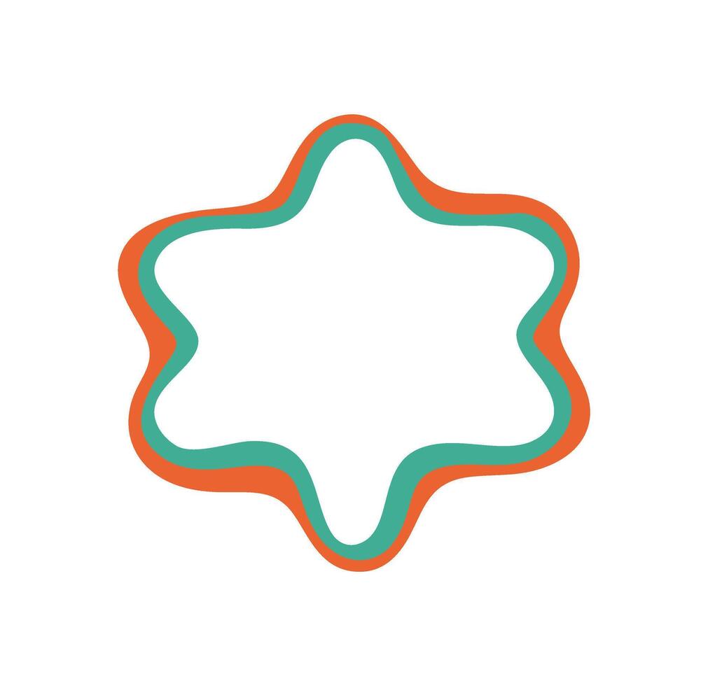 Groovy retro outline frame with a bold wavy border and abstract shape style. Psychedelic line contours give a y2k graphic background and funky shape for vintage or modern creative projects. vector