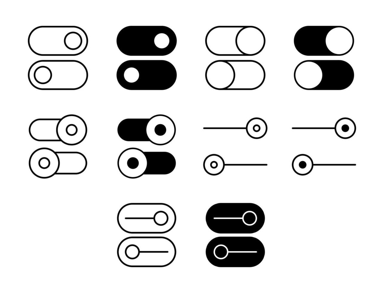 Slider UI Icon Set Solid and Line Adjust Control Style Collection vector