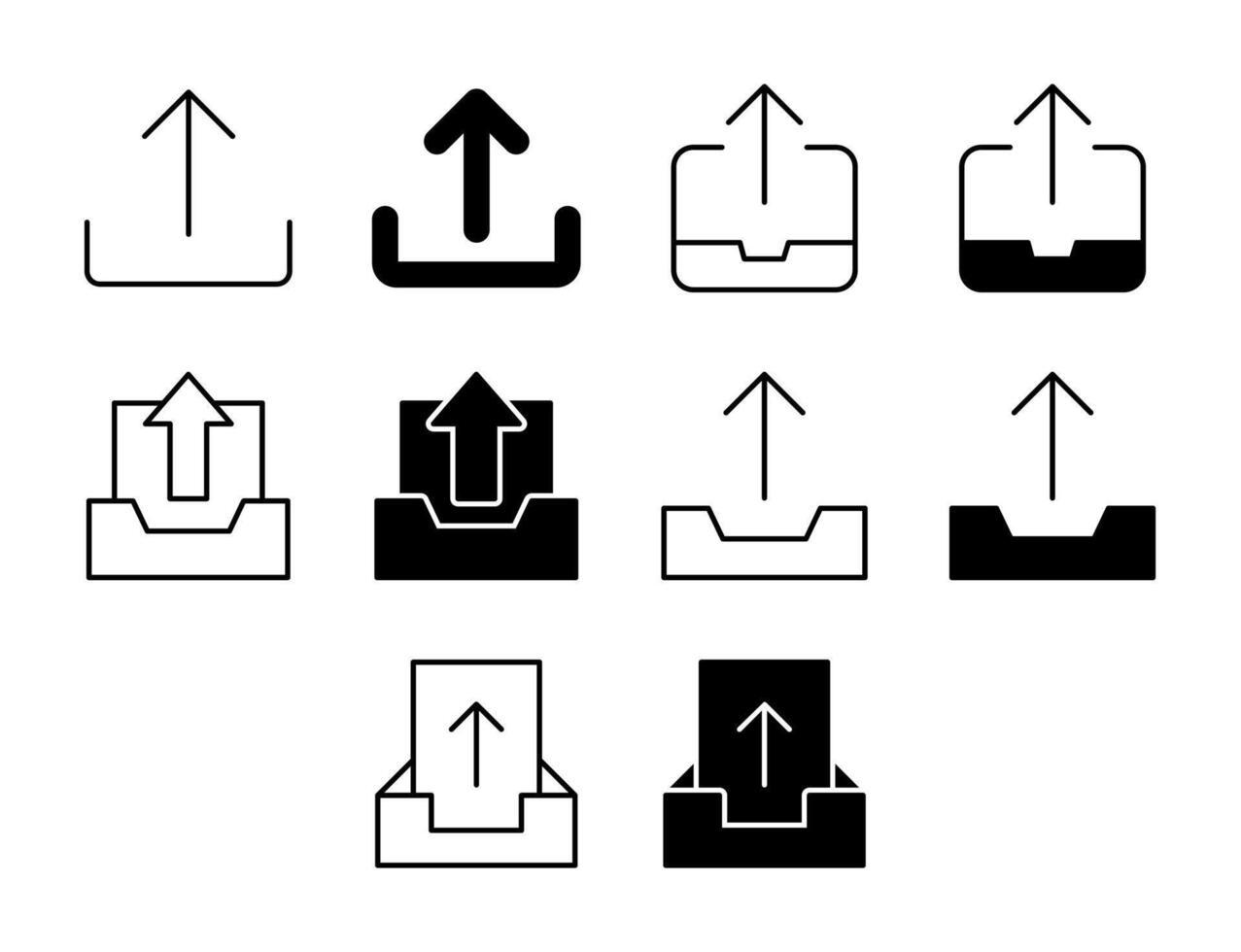 Outbox UI Icon Set Solid and Line Sent Message Style Collection vector