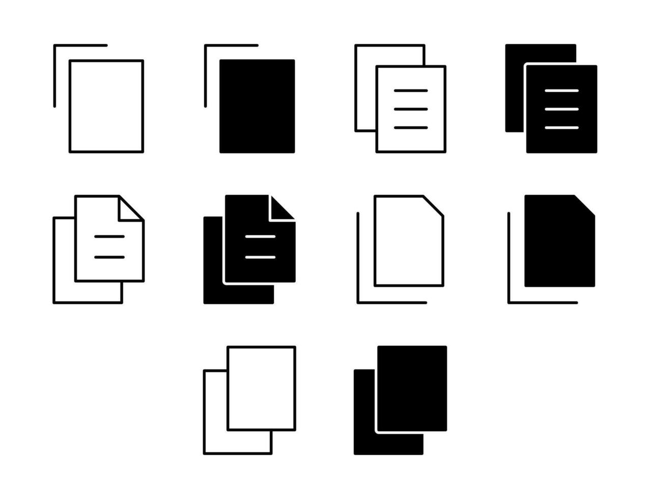 Copy UI Icon Set Solid and Line Document Duplicate Style Collection vector