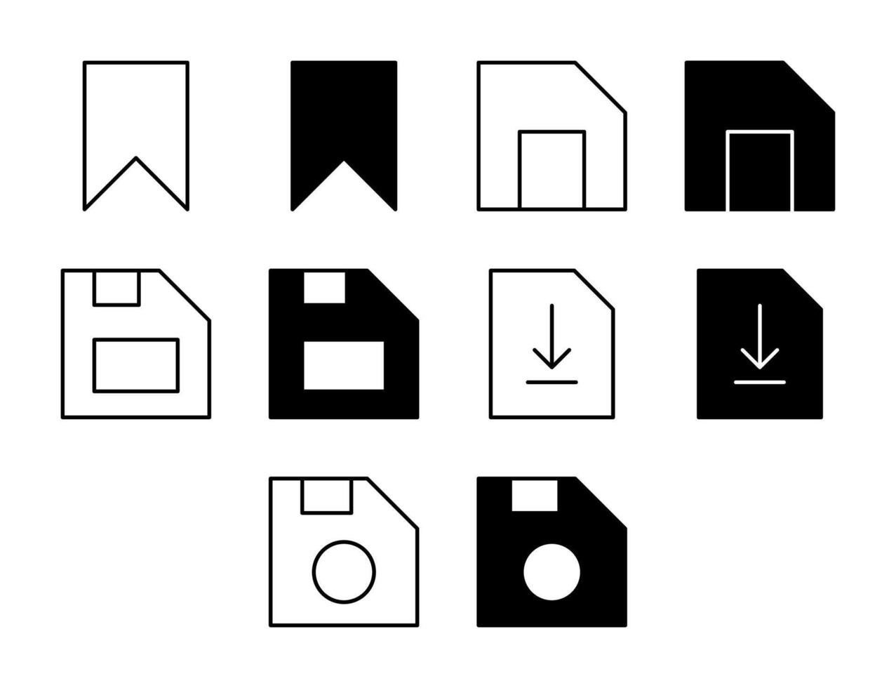 Save UI Icon Set Solid and Line File Backup Style Collection vector