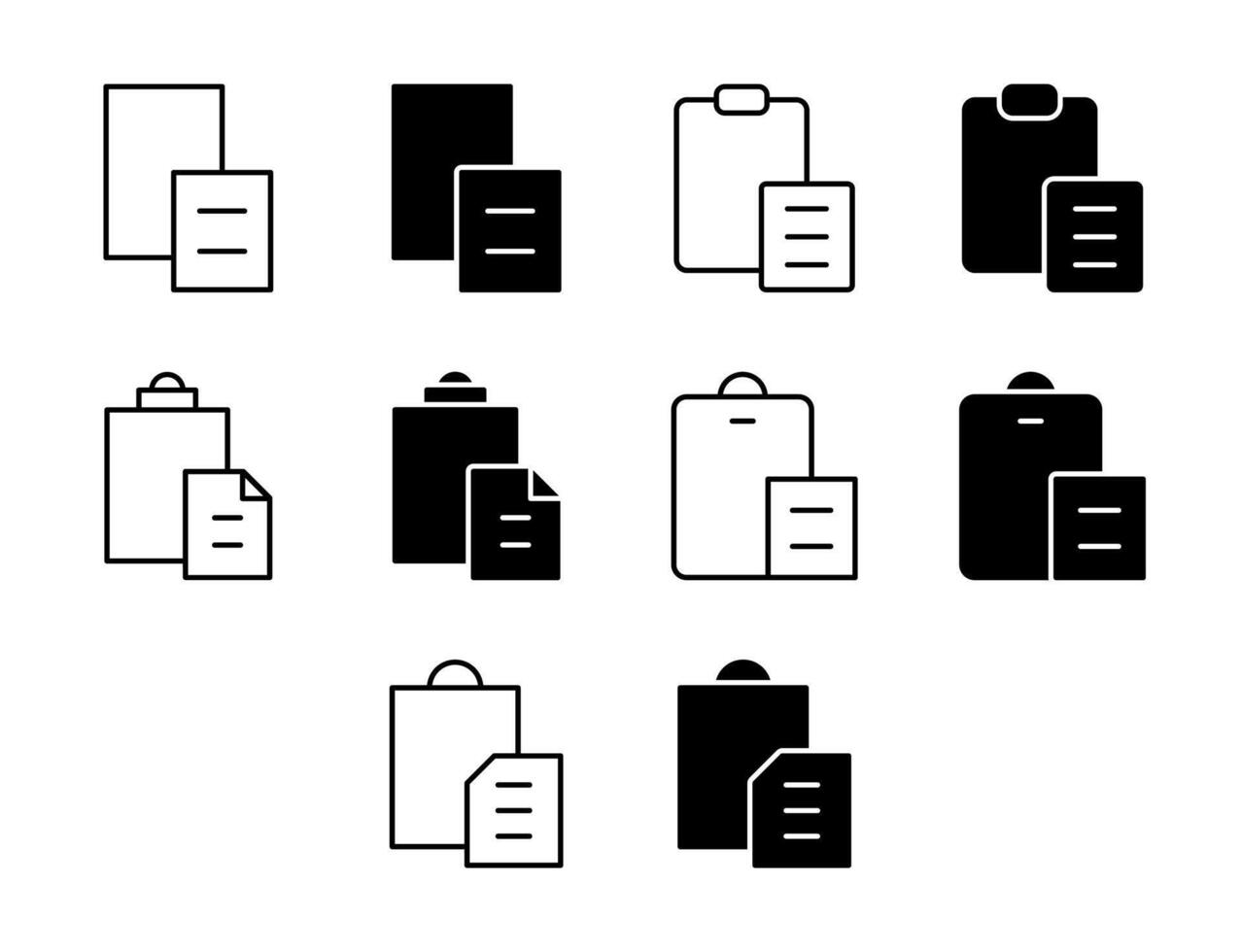 Paste UI Icon Set Solid and Line Clipboard Document Style Collection vector