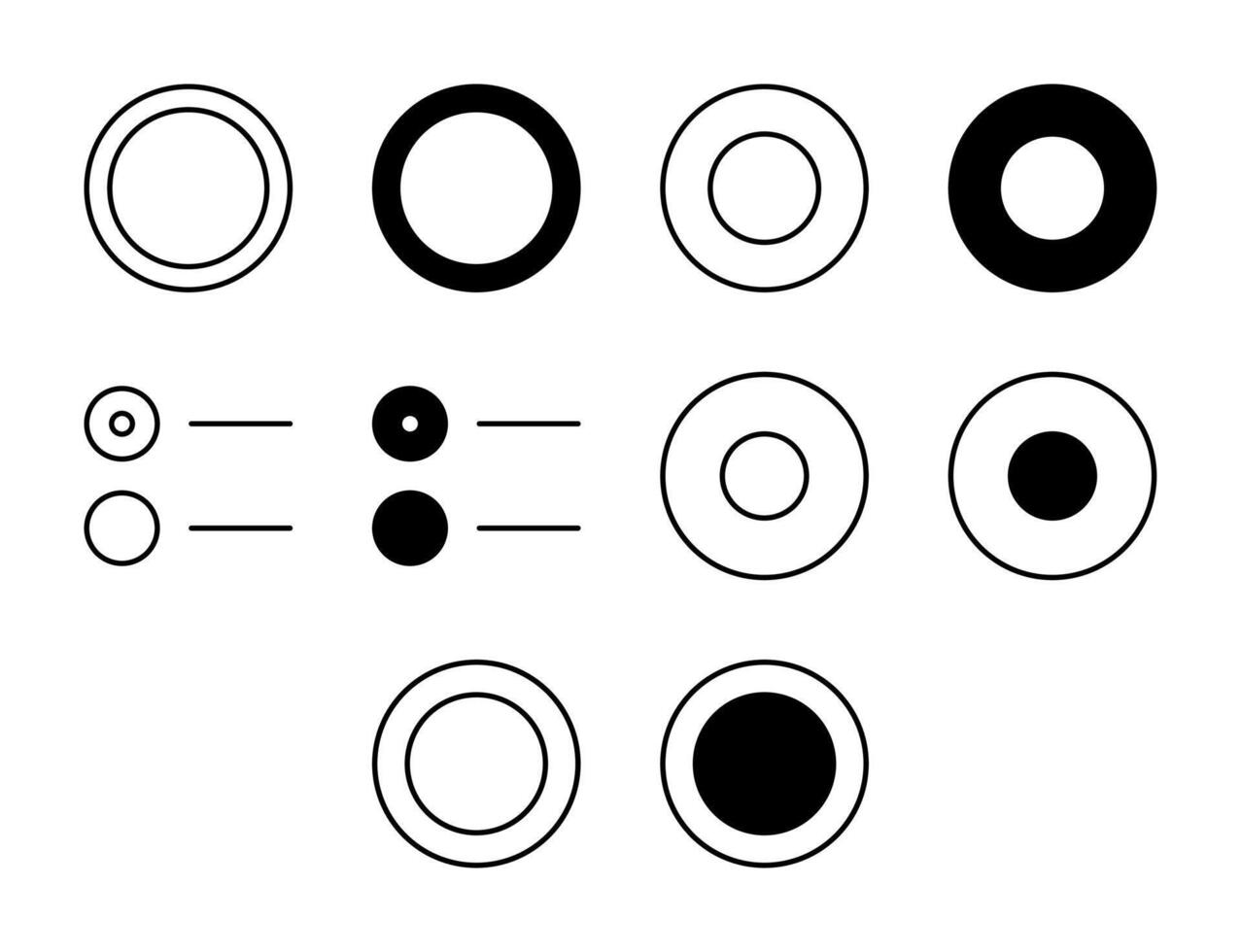 radio botón ui icono conjunto sólido y línea Seleccione opción estilo colección vector