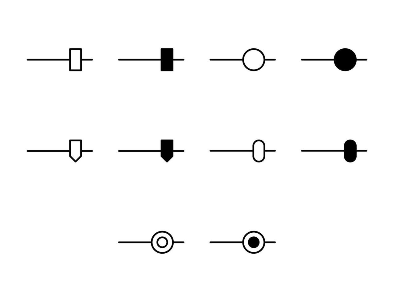 Switch UI Icon Set Solid and Line Toggle Control Style Collection vector