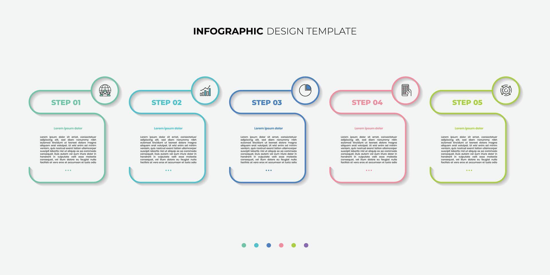 Timeline Creator infographic template. 5 Step timeline journey, calendar Flat simple infographics design template outline illustration vector
