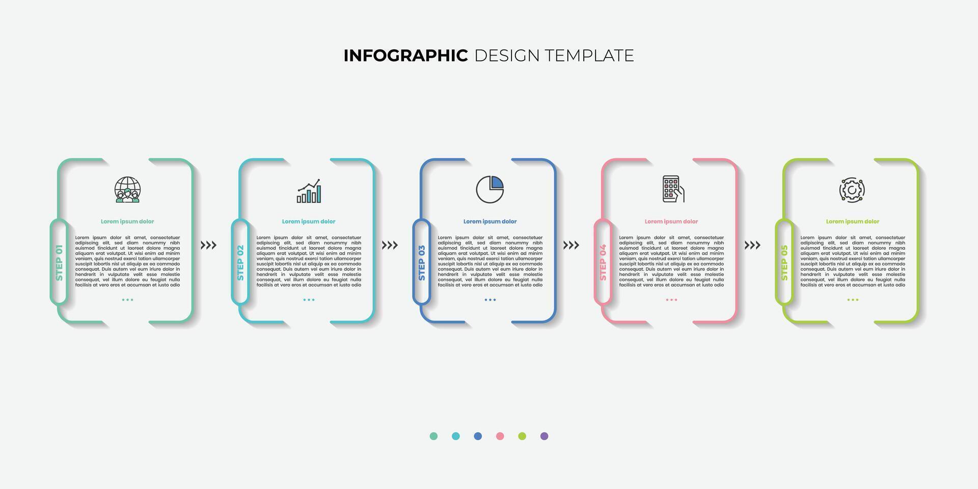 Timeline Creator infographic template. 5 Step timeline journey, calendar Flat simple infographics vector