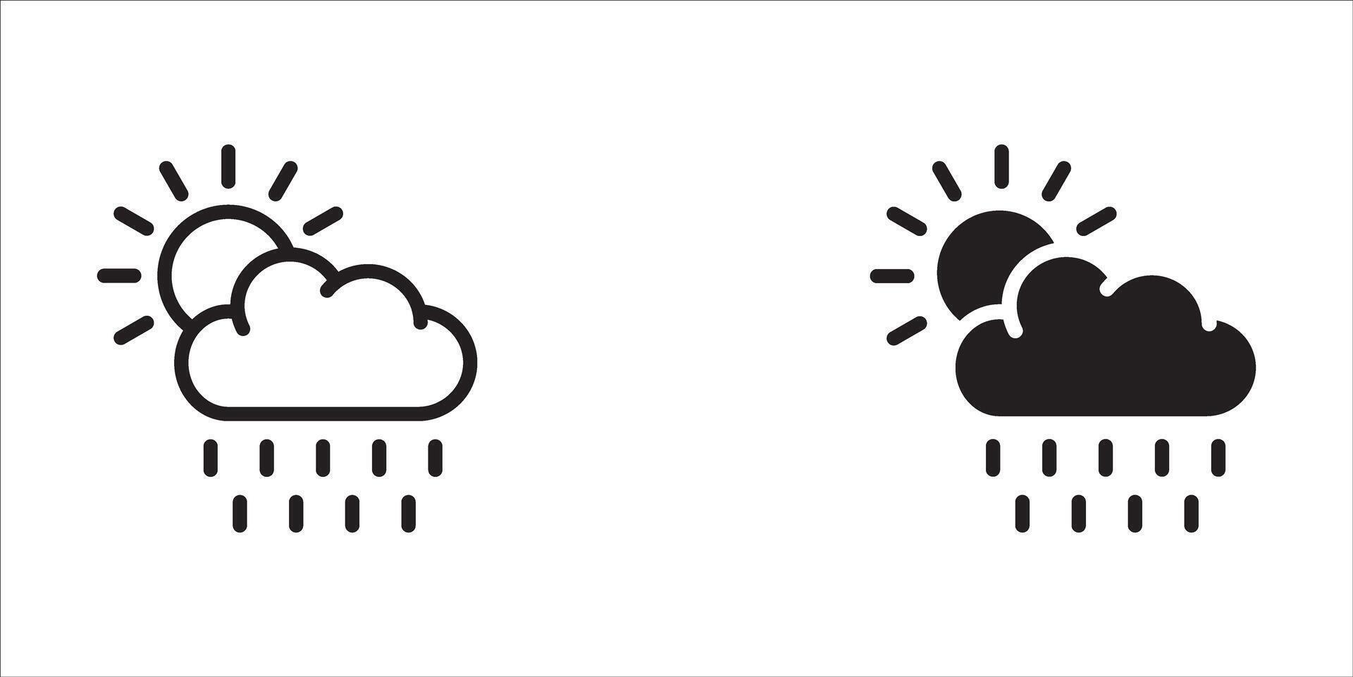 Sun and rain icon representing mixed weather, partly sunny showers forecast for weather apps and reports with transparent background vector