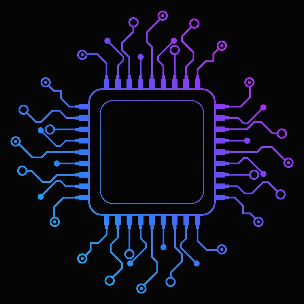 Microchip future circuit technology chip glow connection vector