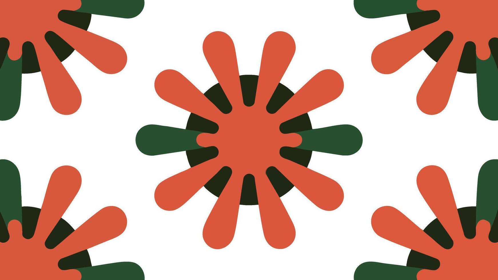 Abstract Silhouette Pattern Featuring Central Cluster Of Bizarre Forms Bold Flat Tones Surrounded By White Outer Frame Padding Margin vector