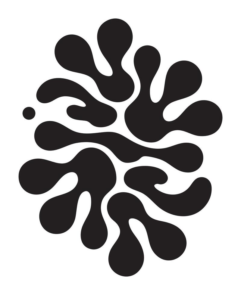 Striking Graphic Design Featuring Organic Silhouette Pattern Of Irregular Fluid Blobs And Amoeba Shapes In Solid Black On Pure White Background vector