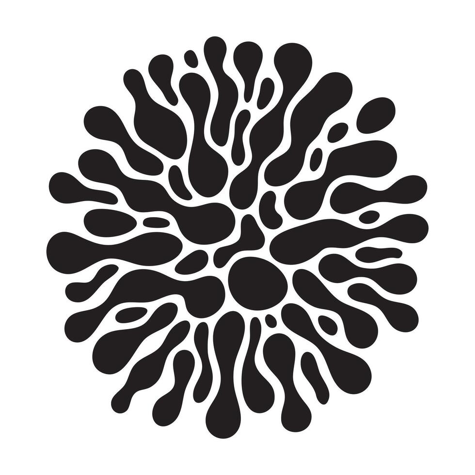 Striking Illustration Featuring Organic Silhouette Pattern With Irregular Flowing Blobs And Amoeba Shapes Dense Central Cluster vector