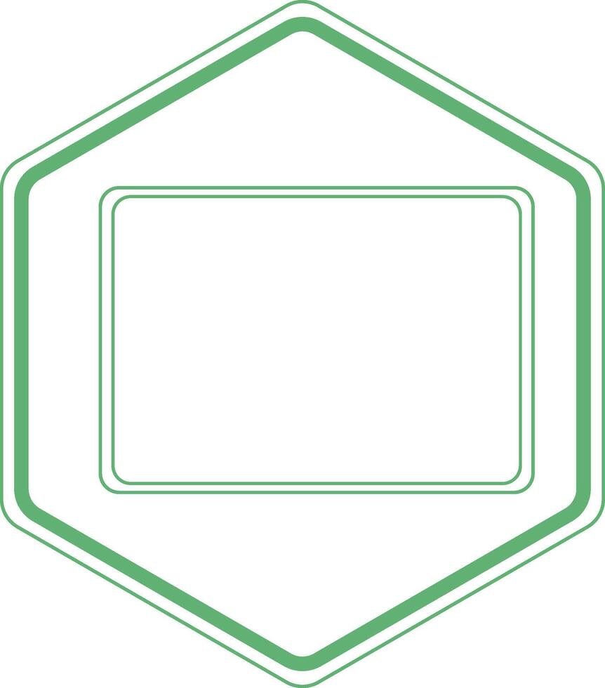 Hexagonal frame with rounded rectangle inside is colored green and has transparent background vector