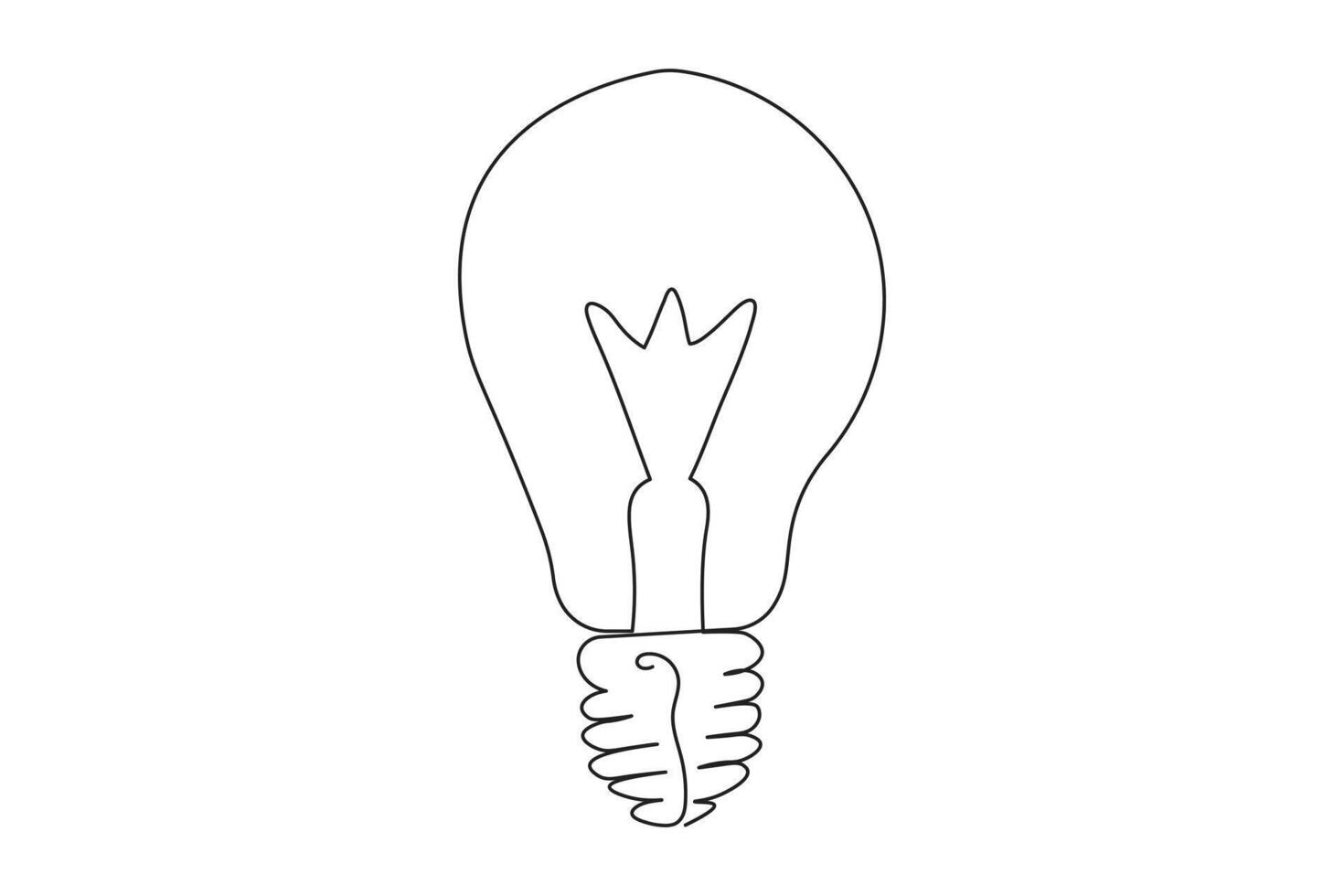 Clean light bulb one line minimalist continuous outline isolate simple art illustration vector
