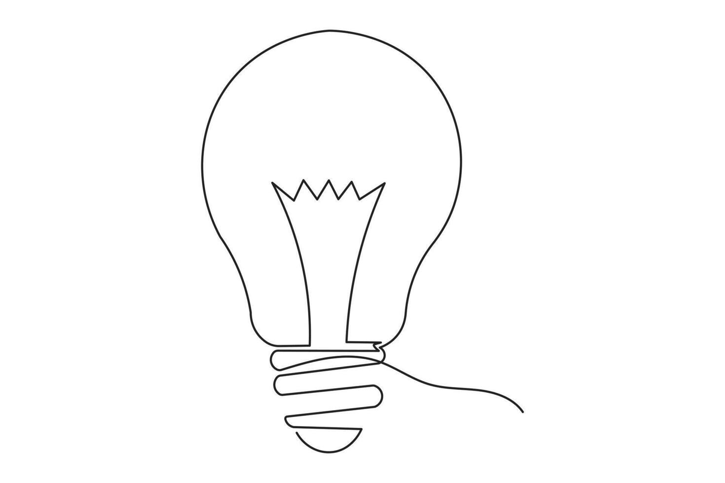 Abstract light bulb isolate outline minimalist continuous one line elegant art illustration vector