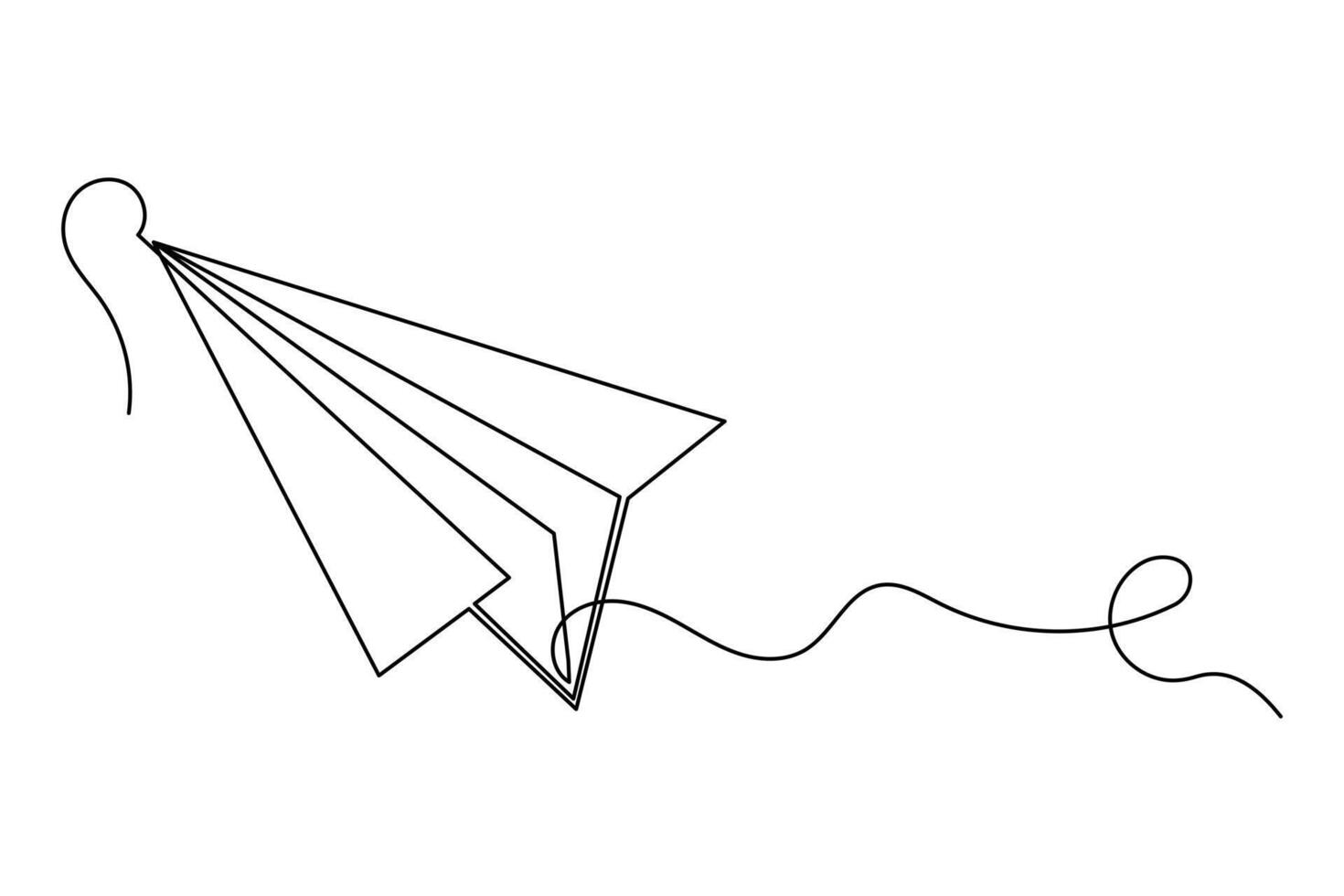 Clean paper plane outline one line continuous minimalist isolate sketch illustration vector