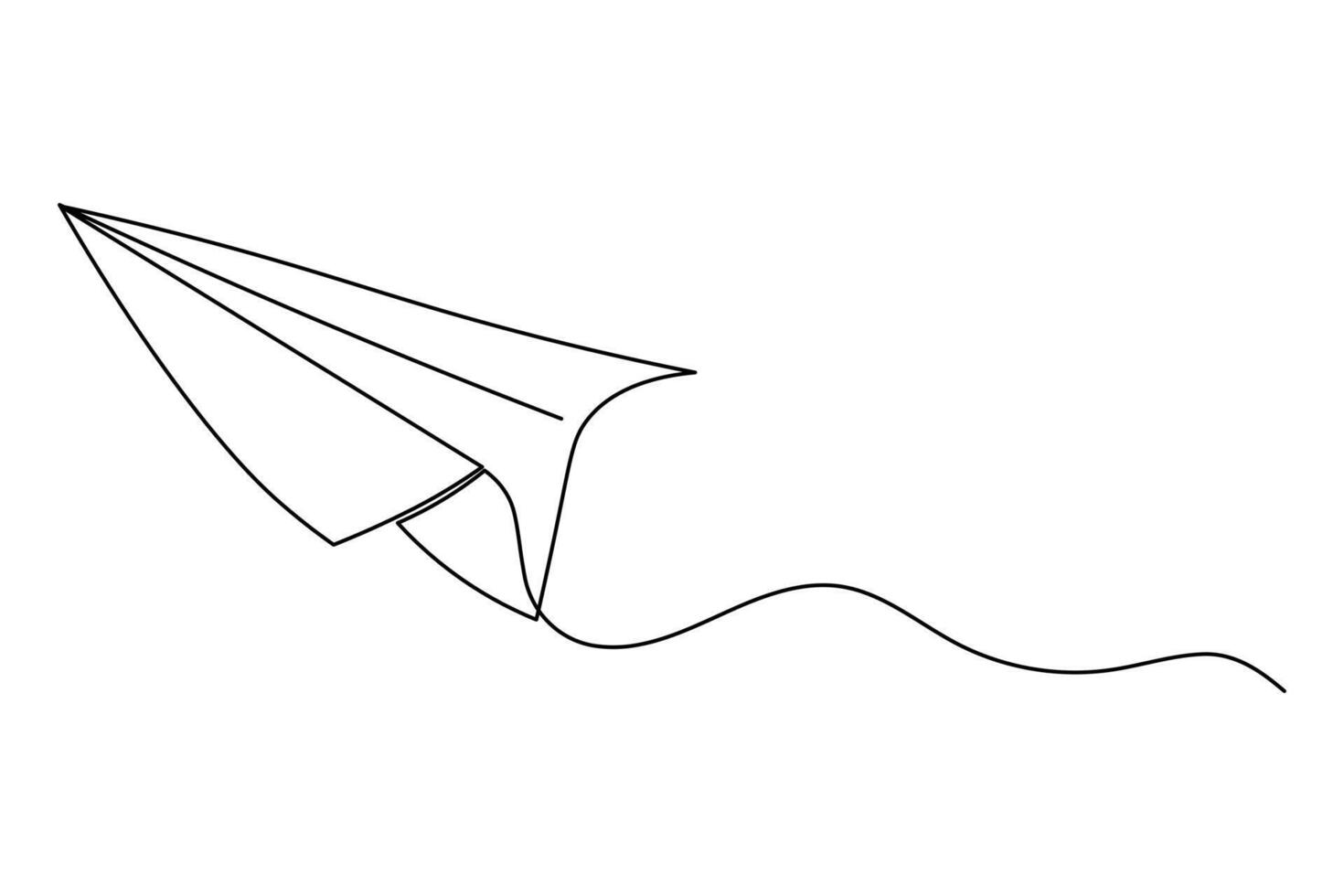 Modern paper plane one line drawing isolate minimalist continuous outline illustration vector