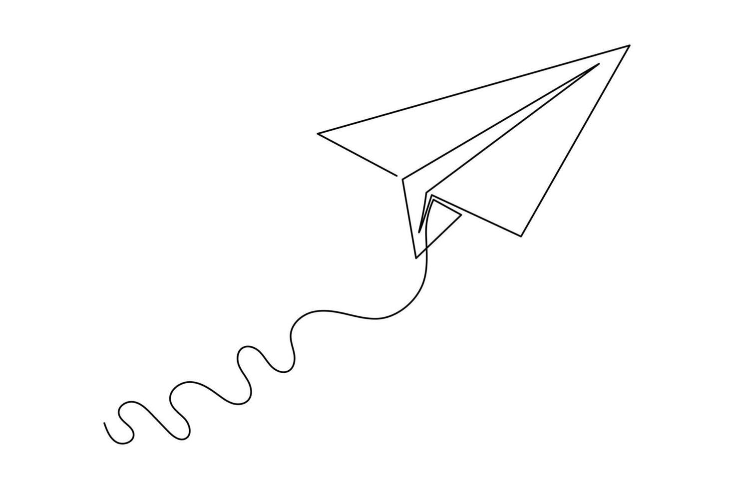 Simple paper plane one line sketch continuous minimalist isolate outline illustration vector