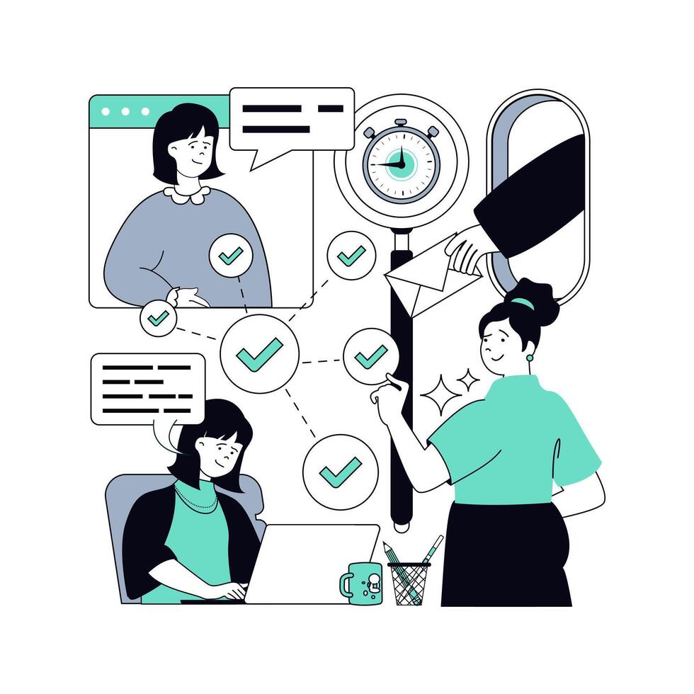 Project management concept for modern web design. People brainstorming and creating marketing strategy, development of effective system with goals, company workflow organisation. illustration. vector