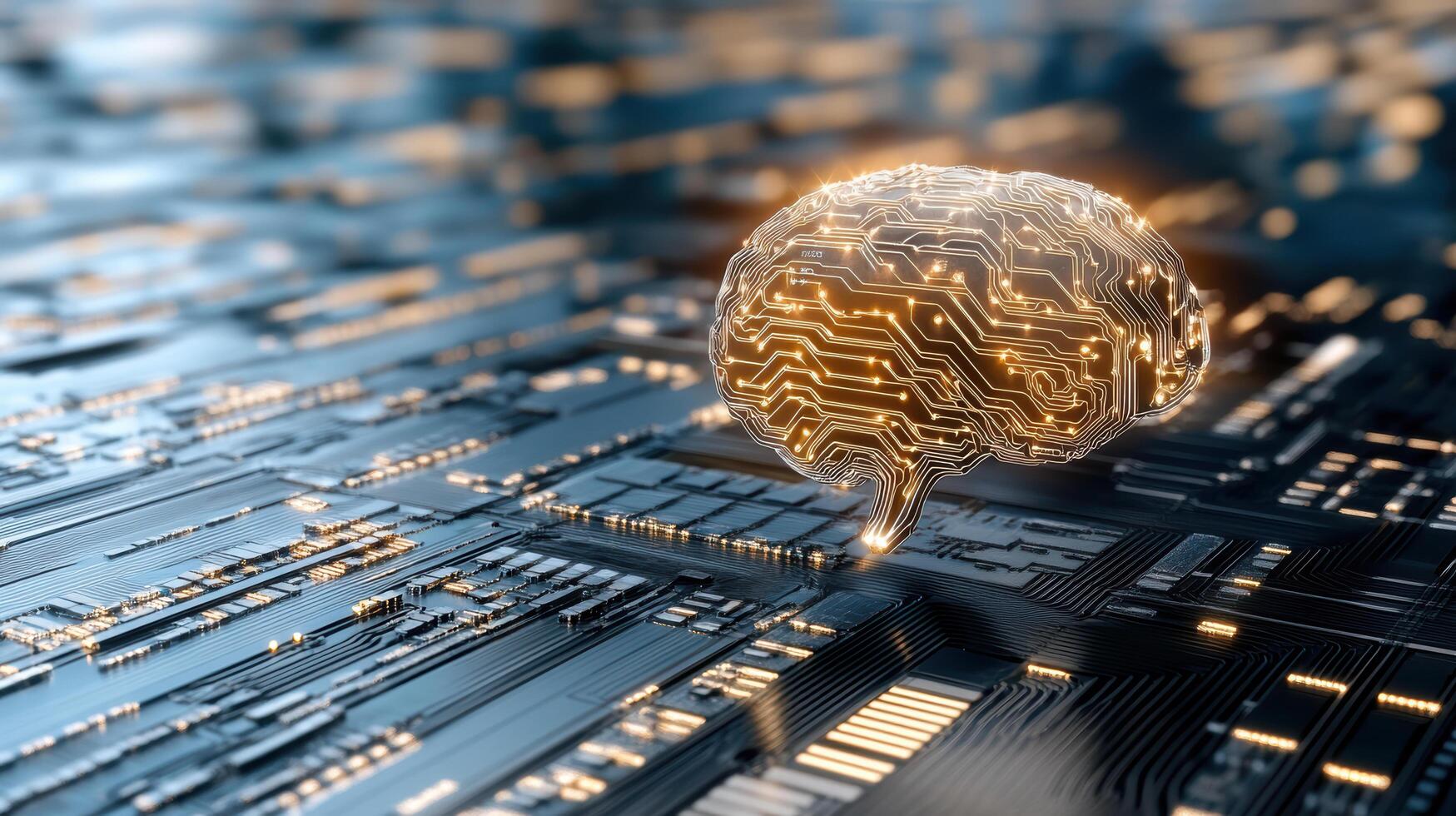 Digital brain with circuit patterns symbolizes advanced technology and artificial intelligence photo
