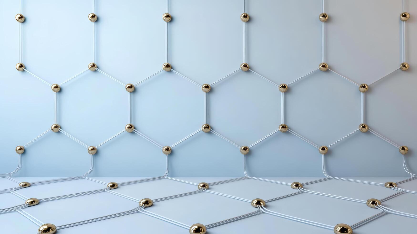 Abstract geometric pattern with interconnected lines and spheres, creating modern aesthetic photo