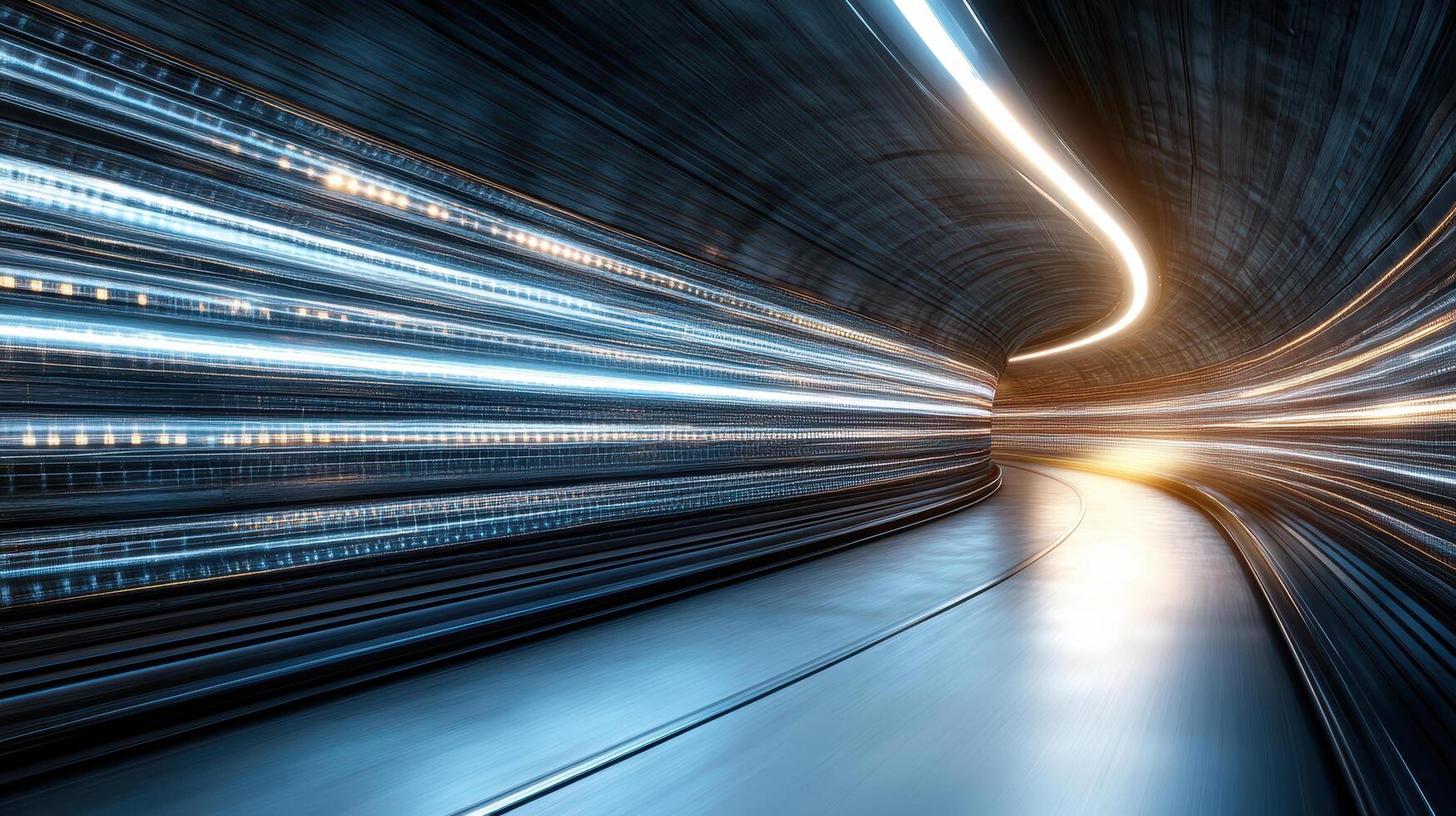Dynamic abstract tunnel with light streaks creating sense of speed and motion photo