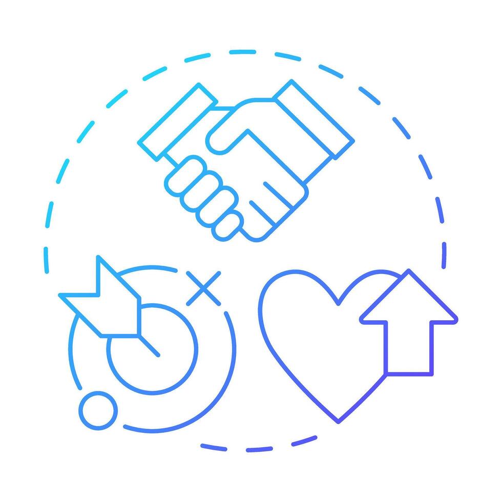 Desire blue gradient concept icon. Motivation and commitment to support and participate in change. Management. ADKAR model. Round shape line illustration. Abstract idea. Graphic design. Easy to use vector