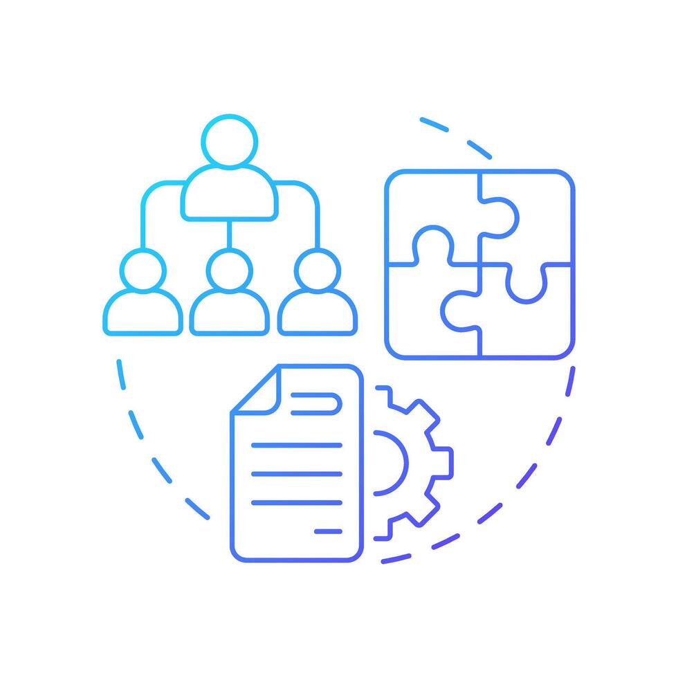 Structure blue gradient concept icon. Roles, responsibilities in team. Nadler Tushman congruence framework. Round shape line illustration. Abstract idea. Graphic design. Easy to use in blog post vector