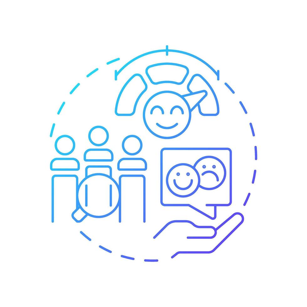 NPS score blue gradient concept icon. Metric used to gauge customer loyalty and satisfaction. Gap analysis tool. Round shape line illustration. Abstract idea. Graphic design. Easy to use in blog post vector