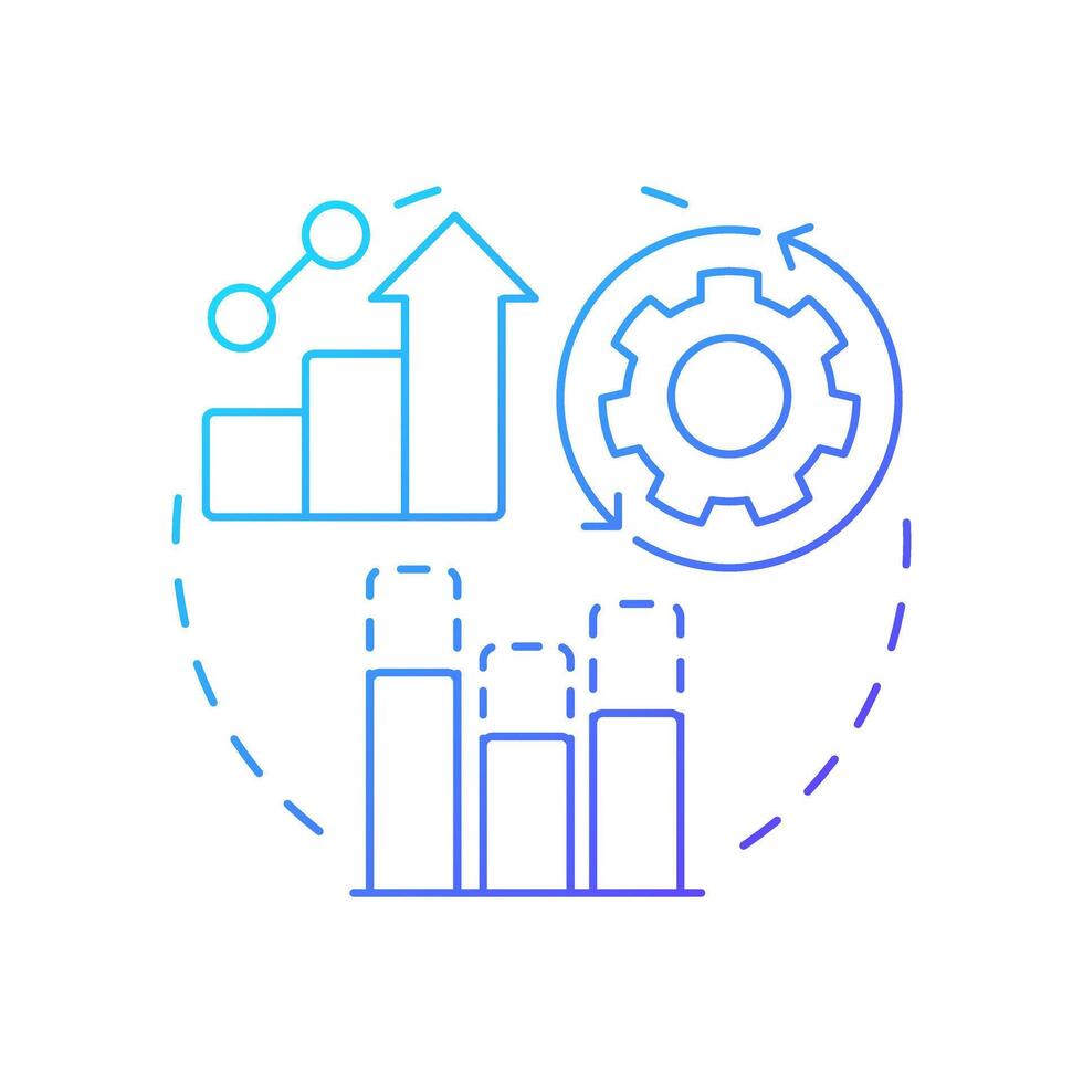 Performance gap analysis blue gradient concept icon. Find inefficiencies, underperformance and process failures. Round shape line illustration. Abstract idea. Graphic design. Easy to use in blog post vector