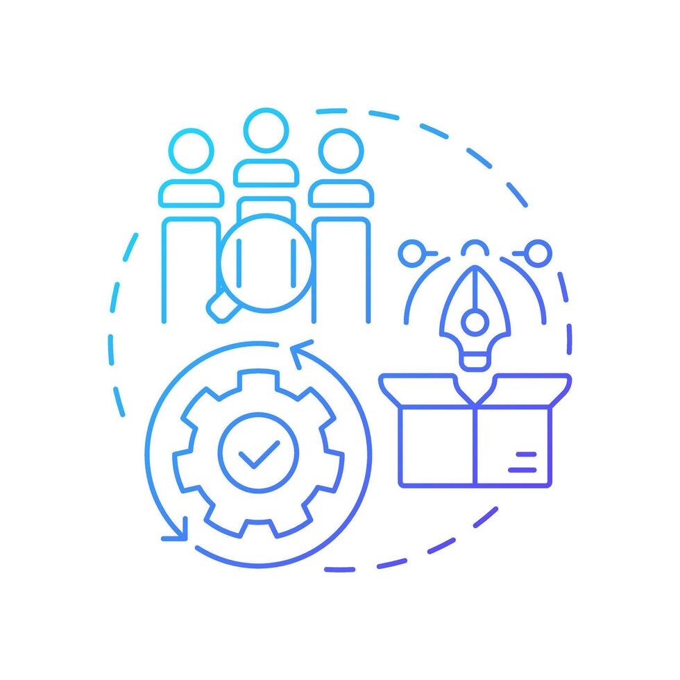 Needs gap analysis blue gradient concept icon. What customers and users truly demand. Public sector services. Round shape line illustration. Abstract idea. Graphic design. Easy to use in blog post vector