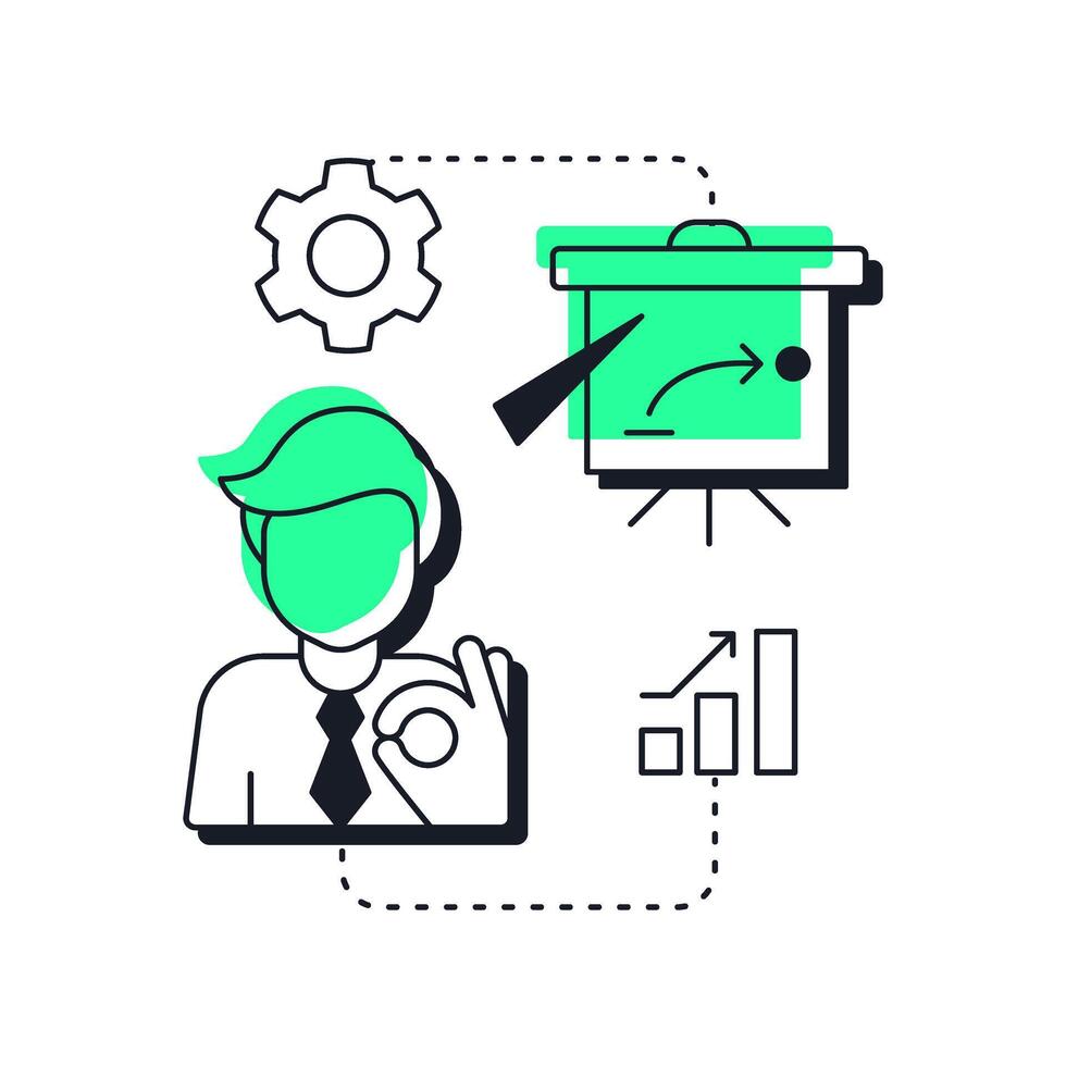 Better project planning modern linear concept icon. Structured organization. Benefit of capacity management. Flat outline elements connected with dotted lines. Creative visual. Easy to edit vector
