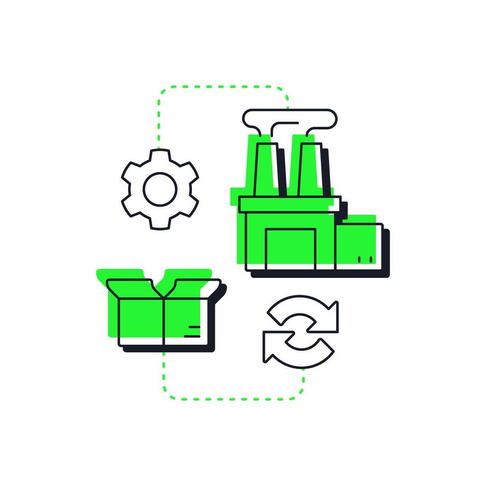 Production capacity management modern linear concept icon. Aligning manufacturing capabilities with demand. Flat outline elements connected with dotted lines. Creative visual. Easy to edit vector
