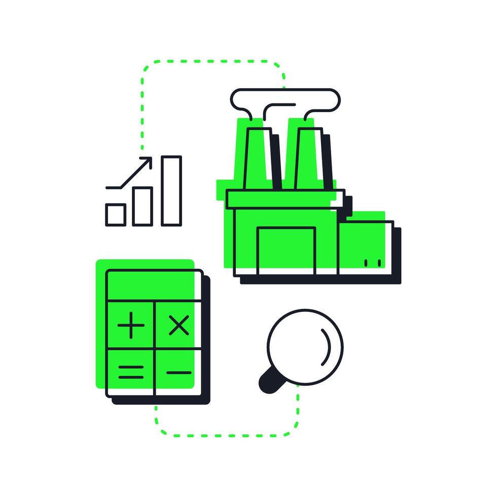 Measurement modern linear concept icon. Resources data gathering. Step in capacity organization processes. Flat outline elements connected with dotted lines. Creative visual. Easy to edit vector