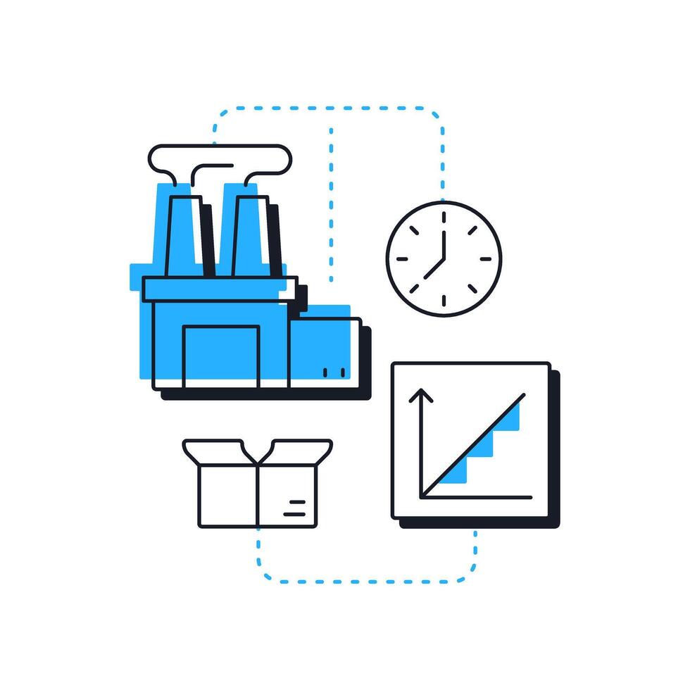 Lag strategy modern linear concept icon. Increase production after demands. Capacity management regulation. Flat outline elements connected with dotted lines. Creative visual. Easy to edit vector