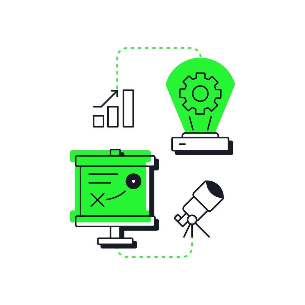 Making projections modern linear concept icon. Future requirements. Step in capacity management processes. Flat outline elements connected with dotted lines. Creative visual. Easy to edit vector