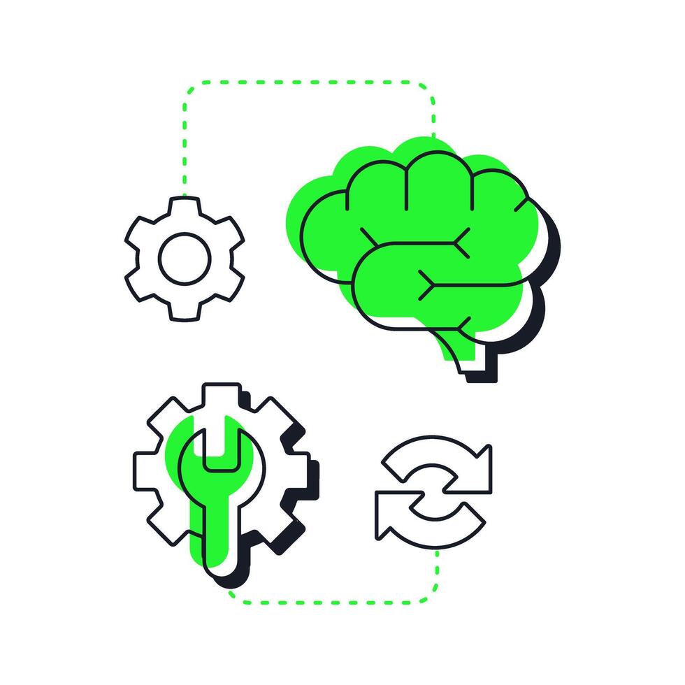 Recalibration modern linear concept icon. Reconfiguring resources. Step in capacity management processes. Flat outline elements connected with dotted lines. Creative visual. Easy to edit vector