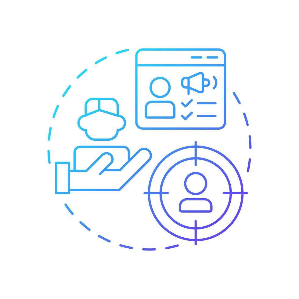 Empathy map blue gradient concept icon. Understanding organization perspectives. Gap analysis tool. Business. Round shape line illustration. Abstract idea. Graphic design. Easy to use in blog post vector