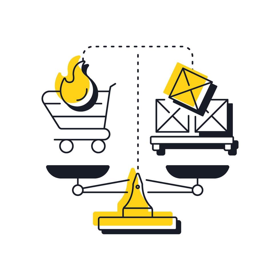 Capacity vs demand modern linear concept icon. Identify potential shortages. Resource management metric. Flat outline elements connected with dotted lines. Creative visual. Easy to edit vector