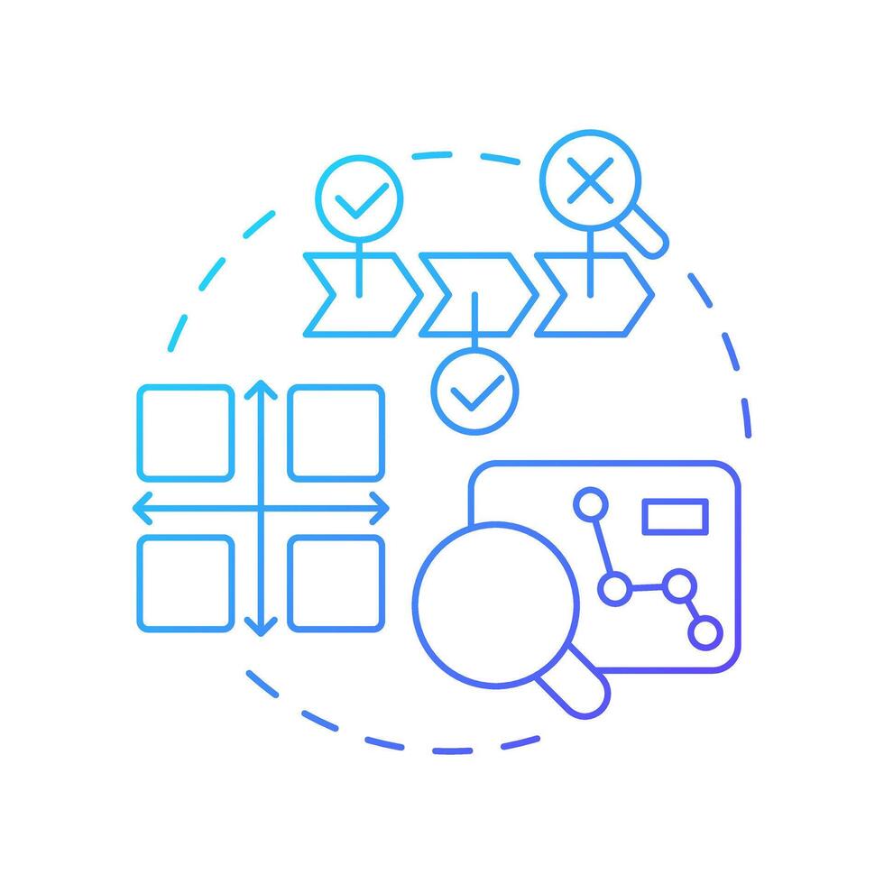 SWOT analysis blue gradient concept icon. Strengths, weaknesses, opportunities and threats. Gap evaluation tool. Round shape line illustration. Abstract idea. Graphic design. Easy to use in blog post vector