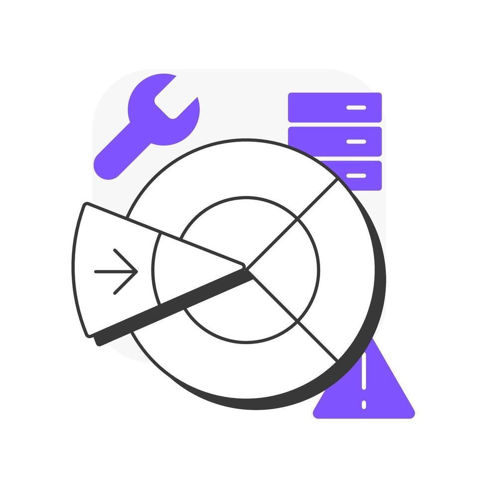 Defect clustering flat outline concept icon. Software development. Coding, programming. Data organization. Modern line illustration with purple glyphs. Conceptual visual. Easy to edit vector
