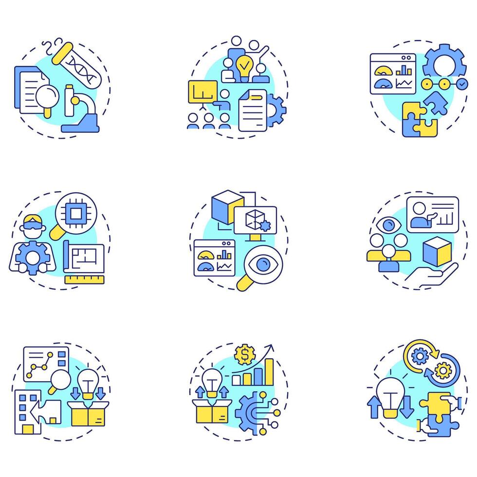 Icons illustrating business and data concepts vector