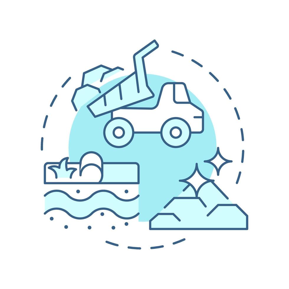 Placement of clean sediment soft blue concept icon. Adding uncontaminated soil. Phase of wetland restoration. Round shape line illustration. Abstract idea. Graphic design. Easy to use in booklet vector