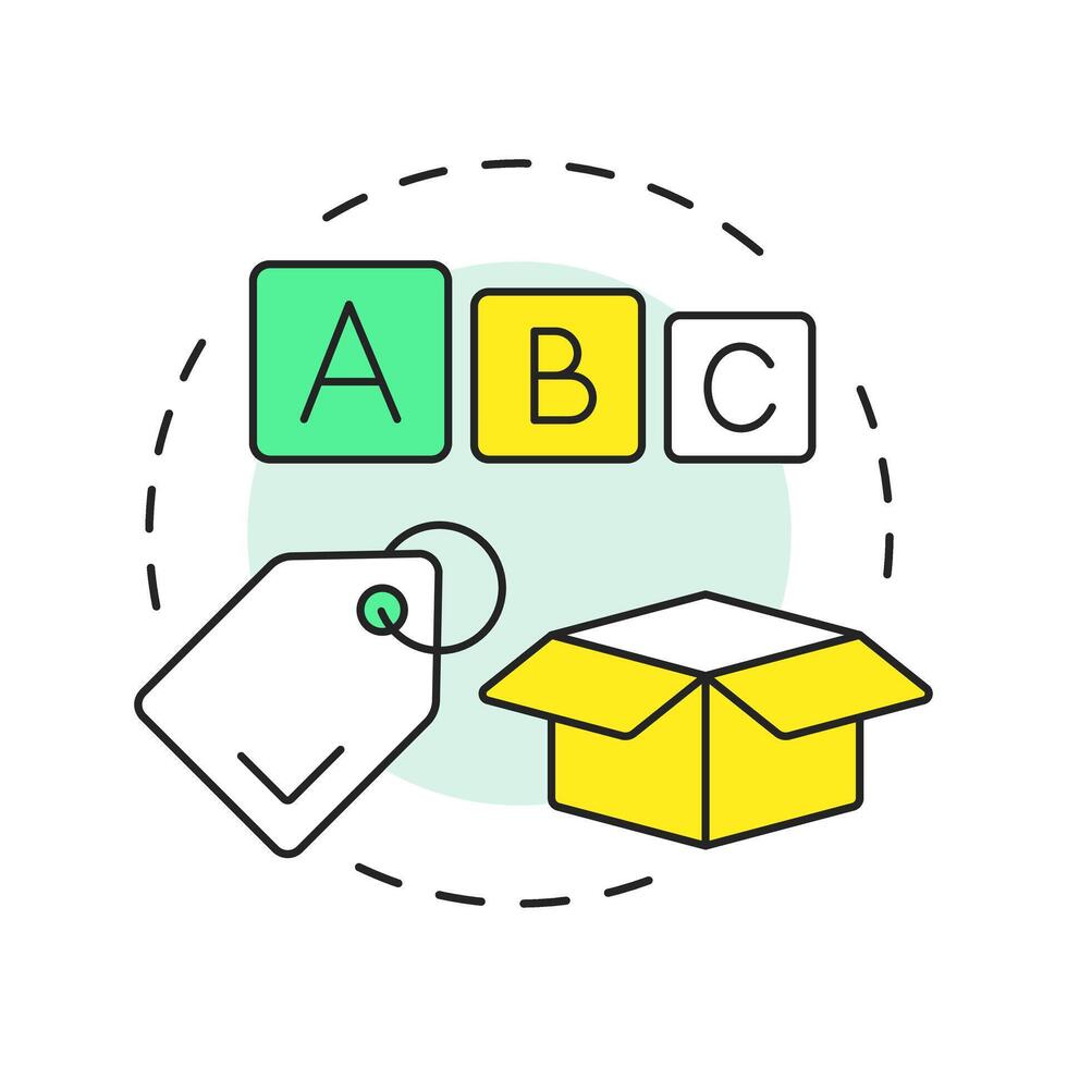 ABC analysis multi color concept icon. Products value comparison process. Inventory management method. Round shape line illustration. Abstract idea. Graphic design. Easy to use in article vector